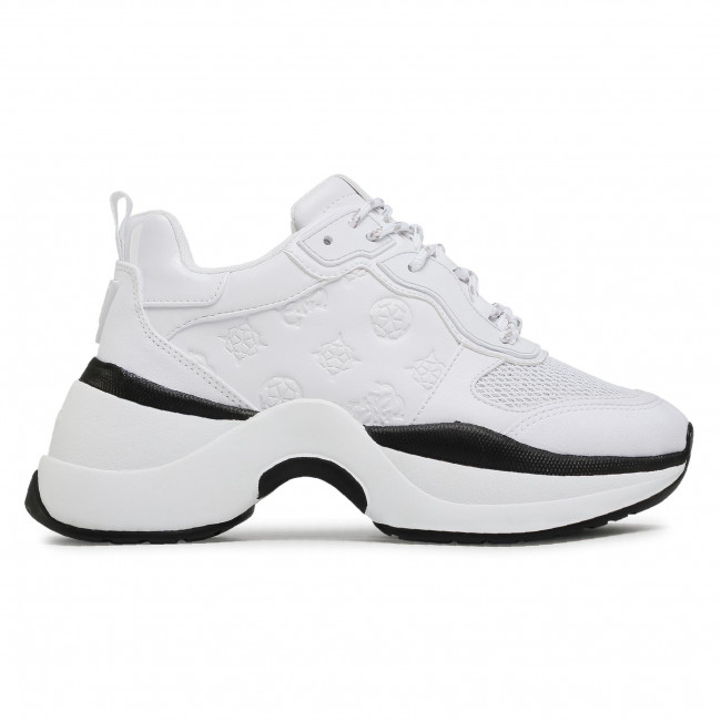 guess white wedge trainers